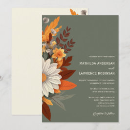 Invitación Boho Sage Green Wildflower Floral Fall Wedding