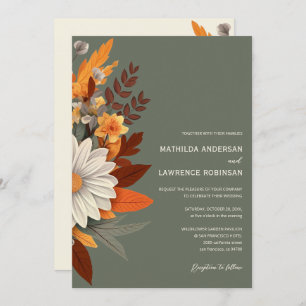 Invitación Boho Sage Green Wildflower Floral Fall Wedding