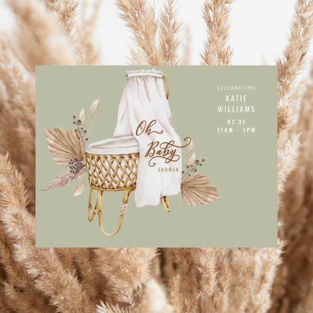 Invitación Boho Sage Oh Baby Bassinet Shower (Subido por el creador)