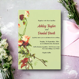 Invitación Boho Sage Rosas del otoño verde caen Boda floral