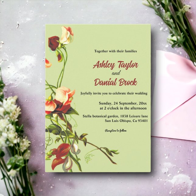 Invitación Boho Sage Rosas del otoño verde caen Boda floral (Subido por el creador)