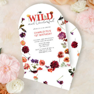 Invitación Boho Salvaje y Maravilloso Chica Primer Cumpleaños