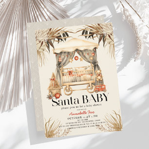 Invitación Boho Santa Baby Navidades Crítica de Navidad Baby