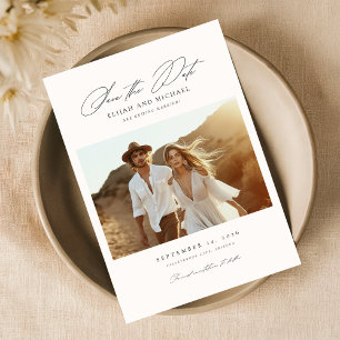 Invitación Boho Save the Date Elegante foto Guardar la fech