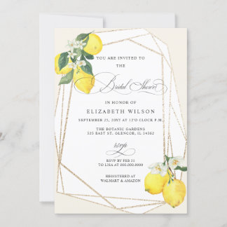 Invitación Boho Script Lemon Citrus Verano Ducha de Novias