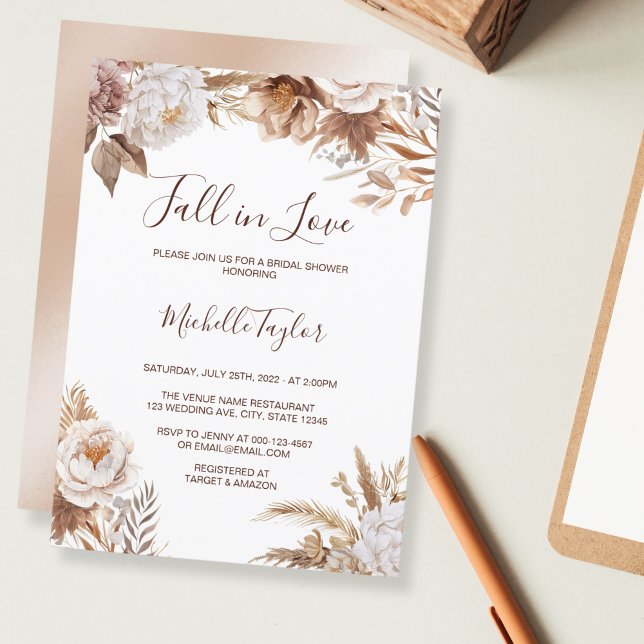 Invitación Boho se enamora ducha nupcial neutral de Beige (Subido por el creador)