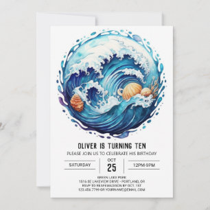 Invitación Boho Seashells Waves Cumpleaños
