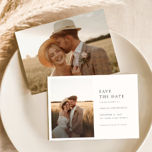 Invitación Boho Simple Elegant Photo Wedding Salva La Fecha