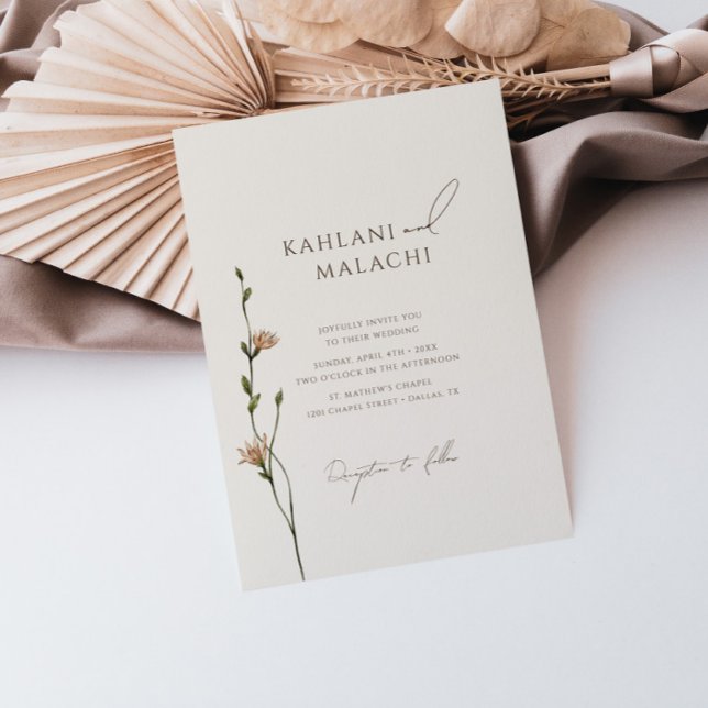 Invitación Boho Simple Wildflower Elegante Boda (Subido por el creador)