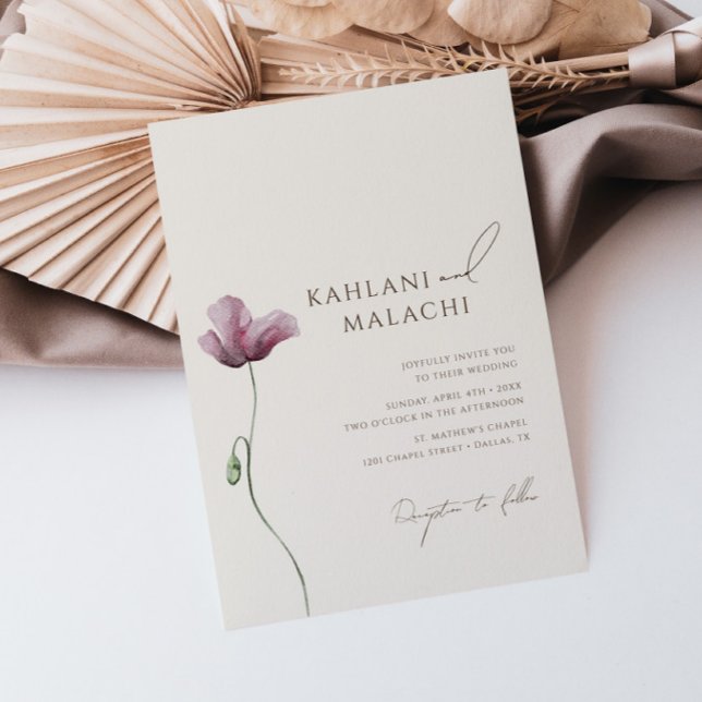 Invitación Boho Simple Wildflower Moderno Boda (Subido por el creador)