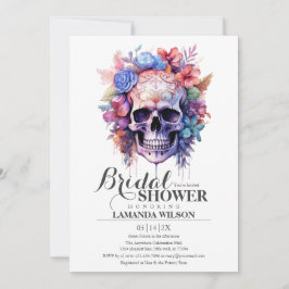 Invitación Boho Skull Agua gótica Floral Floral Bridal Shower