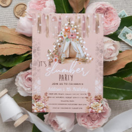 Invitación Boho Slumber Party Pink Elegant