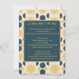 Invitación Boho Sol Luna Estrellas Azul Amarillo