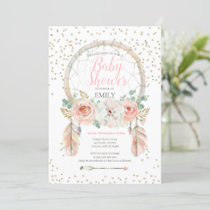 Invitación Boho Soñadora de Rosa Dorada