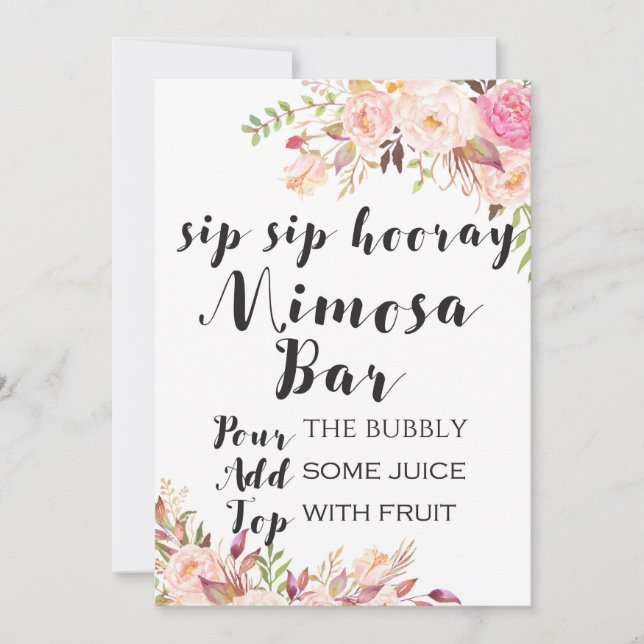 Invitación Boho sorp floral hooray mimosa bar Rótulo 5x7" (Anverso)