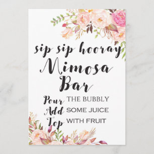 Invitación Boho sorp floral hooray mimosa bar Rótulo 5x7"