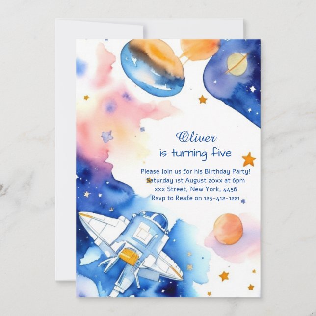 Invitación Boho Space Kids Cumpleaños (Anverso)