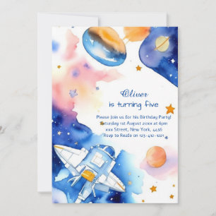 Invitación Boho Space Kids Cumpleaños