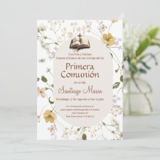 Invitación Boho Spanish First Holy Communion