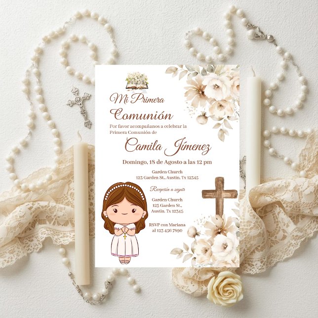 Invitación Boho Spanish First Holy Communion (Subido por el creador)