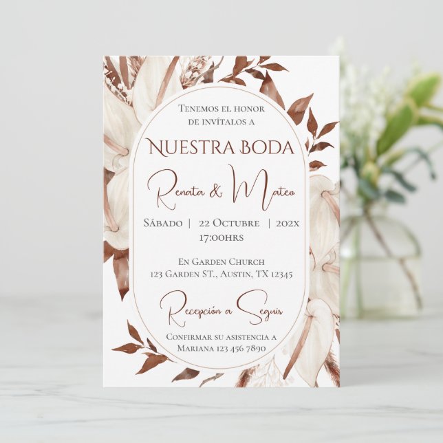 Invitación Boho Spanish Wedding Invitation (Anverso de pie)