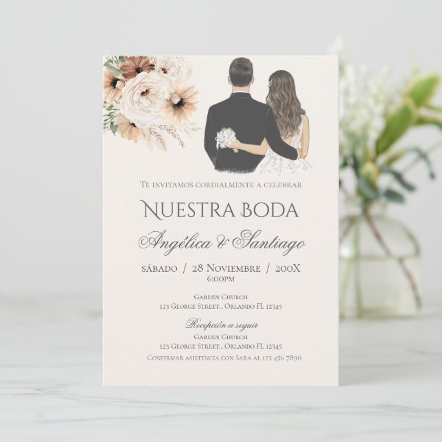 Invitación Boho Spanish Wedding Invitation (Anverso de pie)