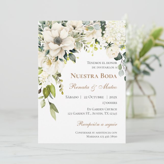 Invitación Boho Spanish Wedding Invitation (Anverso de pie)