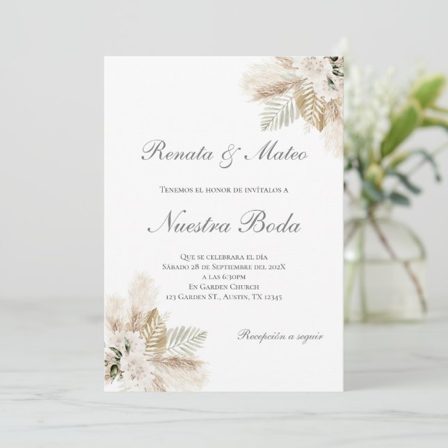 Invitación Boho Spanish Wedding Invitation (Anverso de pie)