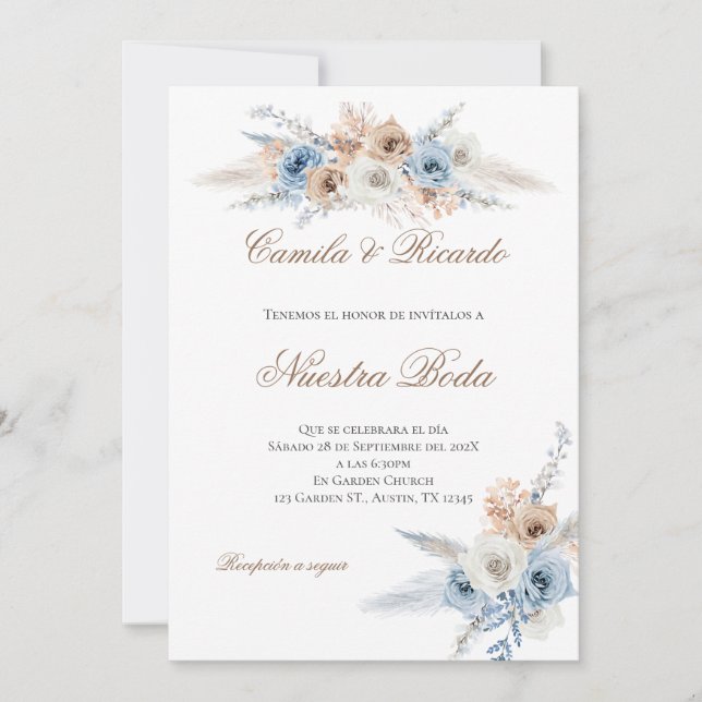 Invitación Boho Spanish Wedding Invitation (Anverso)