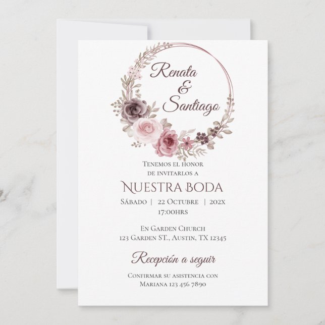 Invitación Boho Spanish Wedding Invitation (Anverso)