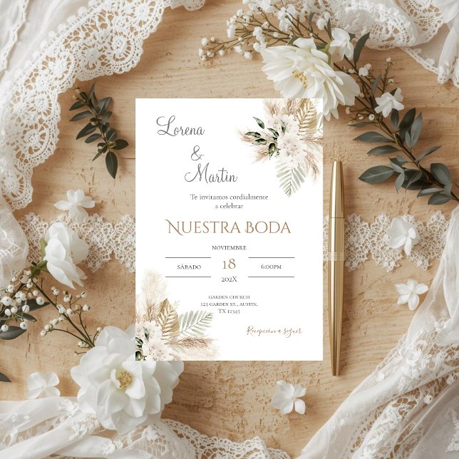 Invitación Boho Spanish Wedding Invitation (Subido por el creador)