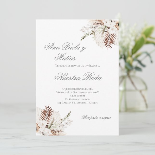 Invitación Boho Spanish Wedding Invitation (Anverso de pie)