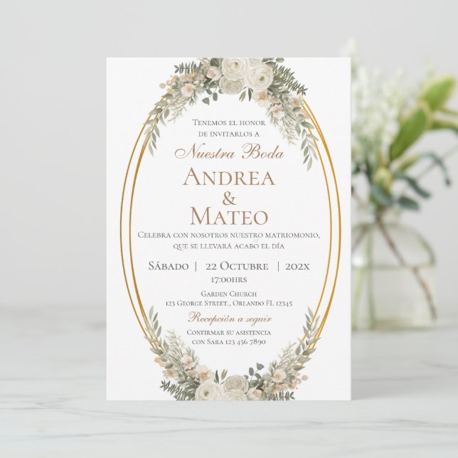 Invitación Boho Spanish Wedding Invitation (Anverso de pie)