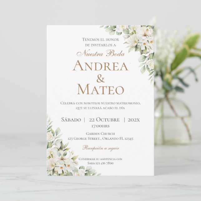 Invitación Boho Spanish Wedding Invitation (Anverso de pie)