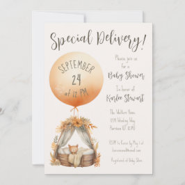 Invitación Boho Special Delivery Balloon Baby Shower