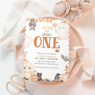 Invitación Boho Spooky One cumpleaños Cute Ghost Halloween