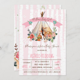 Invitación Boho Spring, Querida Niña Woodland Shower Invitan