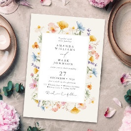 Invitación Boho Spring Wildflowers Boda Jardín Botánico