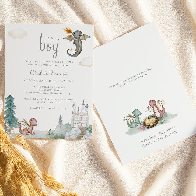 Invitación Boho Storybook Dragon It's A Boy Baby Shower (Subido por el creador)