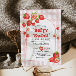 Invitación Boho Strawberry Baby Shower Berry Sweet Baby Girl