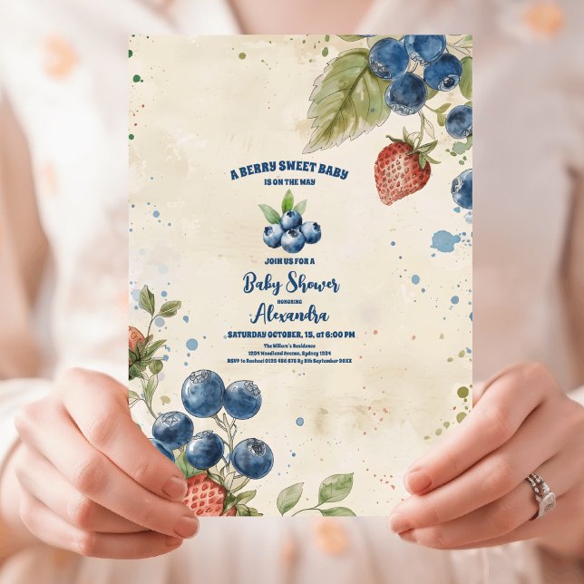 Invitación Boho Strawberry Berry Sweet Baby Shower (Subido por el creador)