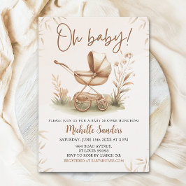 Invitación Boho Style Baby stroller neutral baby shower