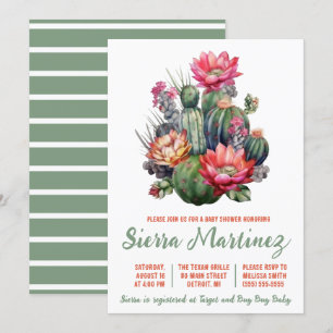 Invitación Boho Succulent, Cactus, Western, Baby Shower