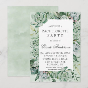Invitación Boho Succulum Greenery, Partido de la Soltera