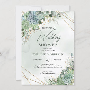 Invitación Boho suculenta la ducha de bodas de eucalipto verd