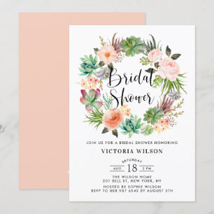 Invitación Boho Suculenta La Ducha De La Náuseas Floral
