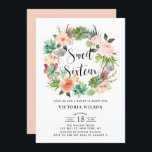Invitación Boho Suculenta Wreath Floral Dulce Dieciséis Fiest<br><div class="desc">Invite a su familia y amigos a su evento con este personalizable suculenta invitación. Cuenta con una corona acuarela de suculentos, cactus y flores. Esta suculenta invitación es perfecta para el verano y para el boho tema dulce 16 fiestas. Personalice agregando nombres, fecha, hora, lugar y otros detalles del evento....</div>