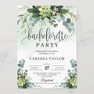 Invitación Boho suculento eucalipto floral bachelorette