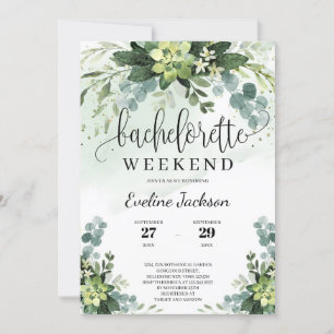 Invitación Boho suculento eucalipto floral bachelorette