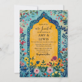 Invitación Boho Summer Blue Floral Wedding Invitation